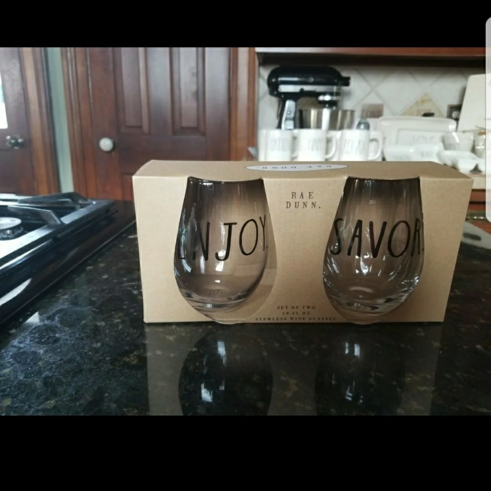 Rae Dunn by Magenta Enjoy and Savor Wine Glasses